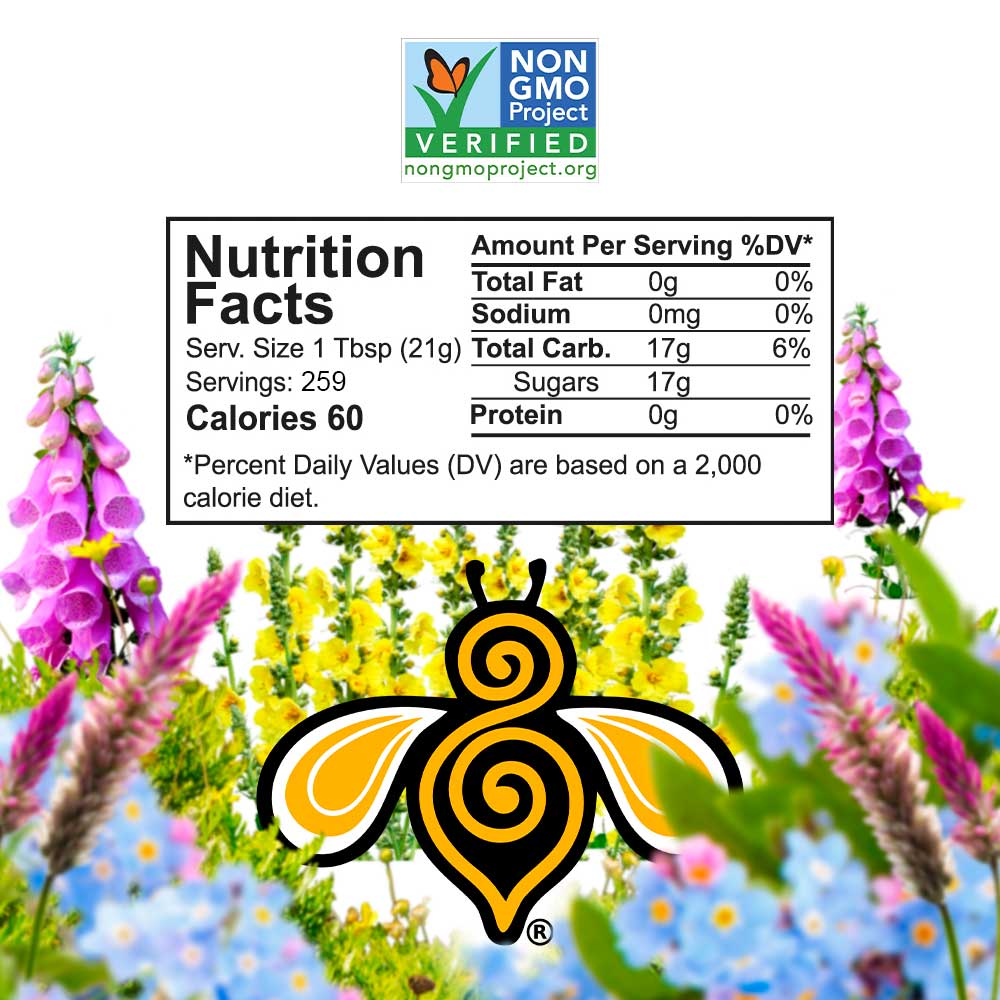 non gmo logo, and the table of nutrition facts