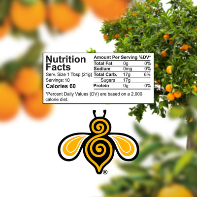 A close-up photo of a nutrition label and the logo of the nongmo certification. The label includes information about the serving size, calories, fat, sodium, carbohydrates, protein, and sugars.
