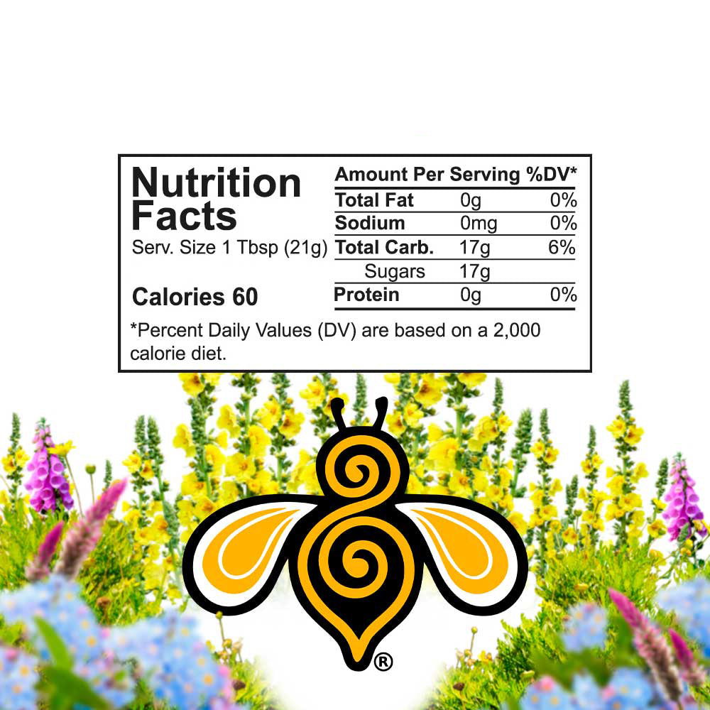 A close-up photo of a nutrition label and the logo of the nongmo certification. The label includes information about the serving size, calories, fat, sodium, carbohydrates, protein, and sugars.