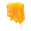 a honeycomb floating, with honey spilled on it