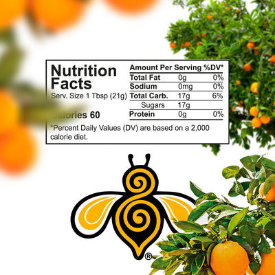 A close-up photo of a nutrition label and the logo of the nongmo certification. The label includes information about the serving size, calories, fat, sodium, carbohydrates, protein, and sugars.