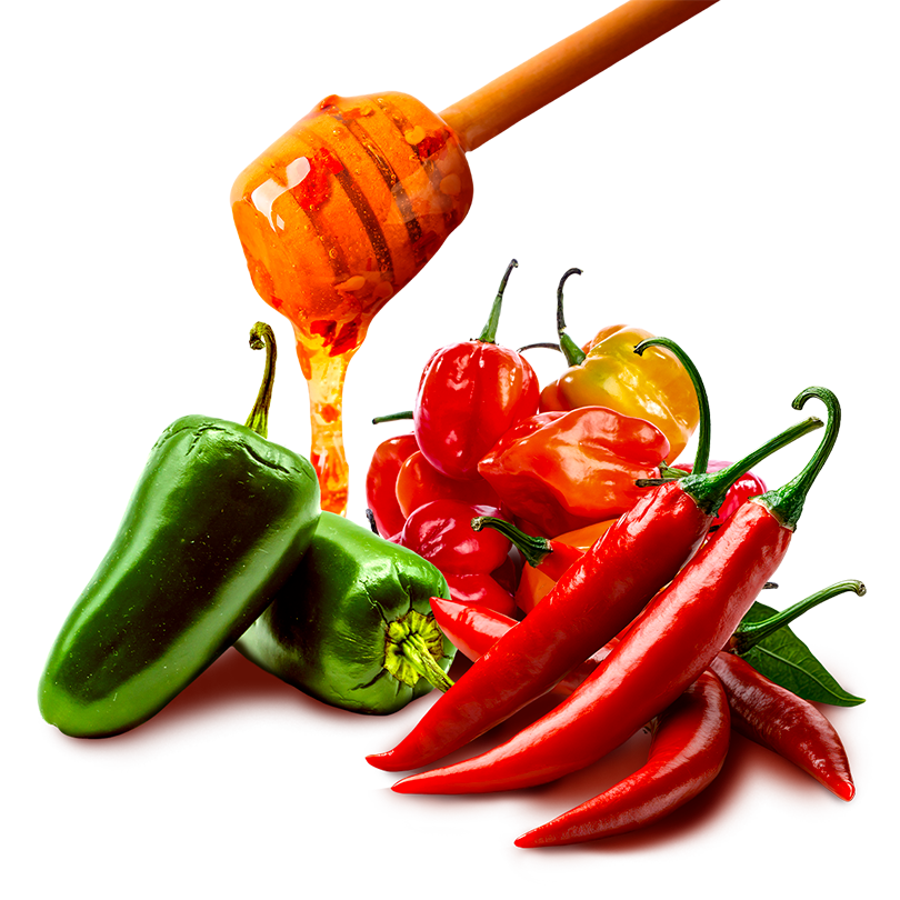 Hot honey infused with a blend of red and green chili peppers, featuring jalapeño, habanero and cayenne peppers for bold, spicy flavor.