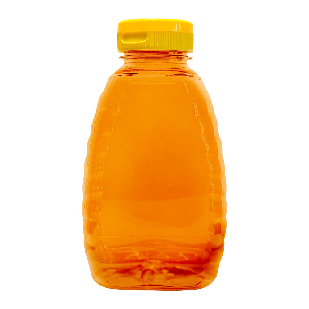 16 oz bottle filled with honey
